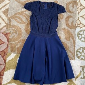 City Studio Navy Lace Bodice Fit & Flare Mini Dress